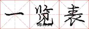 庞中华一览表行书怎么写