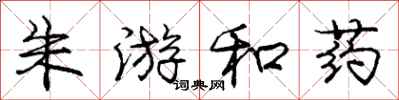 庞中华朱游和药行书怎么写