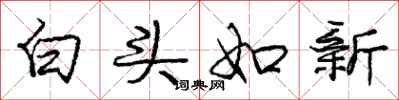 庞中华白头如新行书怎么写