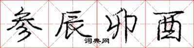庞中华参辰卯酉行书怎么写