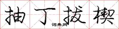 庞中华抽丁拔楔行书怎么写
