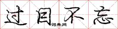 庞中华过目不忘行书怎么写
