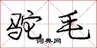 庞中华驼毛行书怎么写