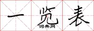 袁强一览表楷书怎么写