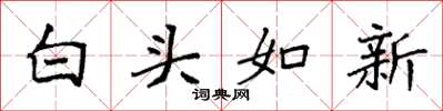 袁强白头如新楷书怎么写