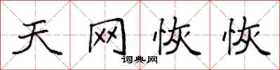 袁强天网恢恢楷书怎么写