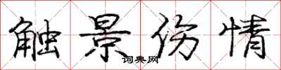 庞中华触景伤情行书怎么写