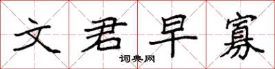 袁强文君早寡楷书怎么写