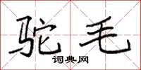 袁强驼毛楷书怎么写