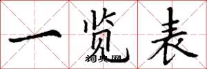 丁谦一览表楷书怎么写