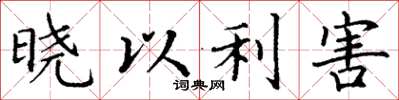 丁谦晓以利害楷书怎么写