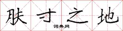 袁强肤寸之地楷书怎么写