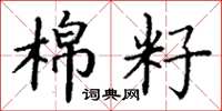 丁谦棉籽楷书怎么写