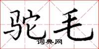 丁谦驼毛楷书怎么写