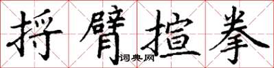 丁谦捋臂揎拳楷书怎么写