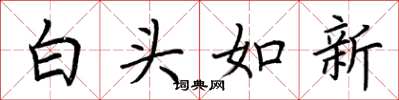 荆霄鹏白头如新楷书怎么写