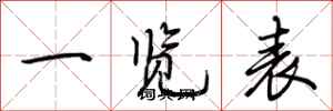 荆霄鹏一览表行书怎么写