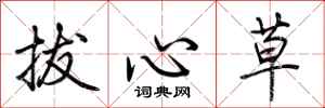 荆霄鹏拔心草行书怎么写