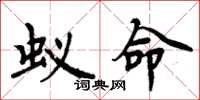 周炳元蚁命楷书怎么写