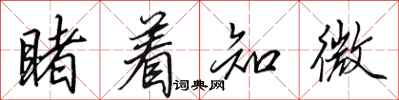 田英章睹着知微行书怎么写