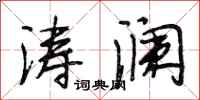 段相林涛澜行书怎么写