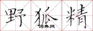 黄华生野狐精楷书怎么写