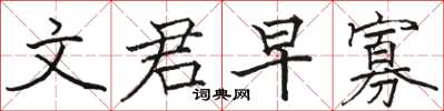 骆恒光文君早寡楷书怎么写