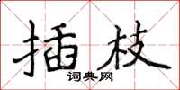 侯登峰插枝楷书怎么写