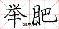 庞中华举肥楷书怎么写
