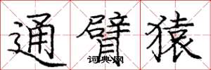 庞中华通臂猿楷书怎么写