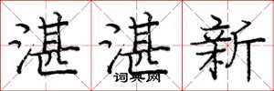 庞中华湛湛新楷书怎么写