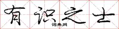 庞中华有识之士行书怎么写