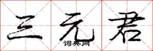 庞中华三元君行书怎么写