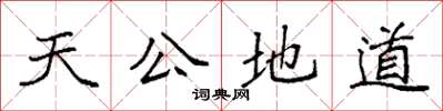 袁强天公地道楷书怎么写