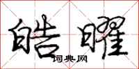 庞中华皓曜行书怎么写