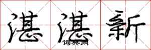 庞中华湛湛新行书怎么写