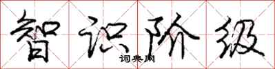 庞中华智识阶级行书怎么写
