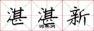 袁强湛湛新楷书怎么写
