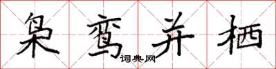 袁强枭鸾并栖楷书怎么写