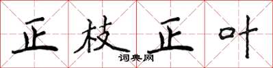 侯登峰正枝正叶楷书怎么写
