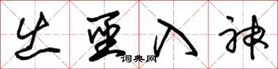 朱锡荣出圣入神草书怎么写