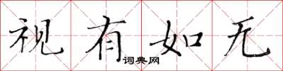 黄华生视有如无楷书怎么写