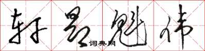骆恒光轩昂魁伟草书怎么写