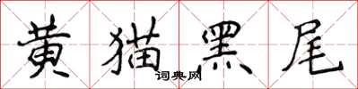 侯登峰黄猫黑尾楷书怎么写