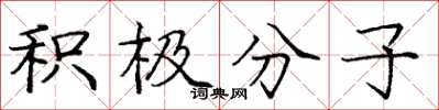 庞中华积极分子楷书怎么写