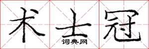 庞中华术士冠楷书怎么写