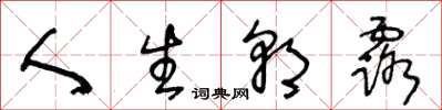 王冬龄人生朝露草书怎么写