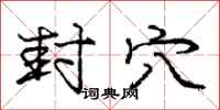 庞中华封穴行书怎么写