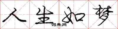 庞中华人生如梦行书怎么写