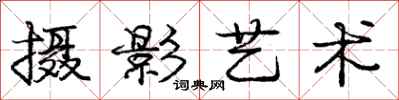 庞中华摄影艺术行书怎么写